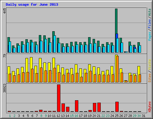 Daily usage for June 2013